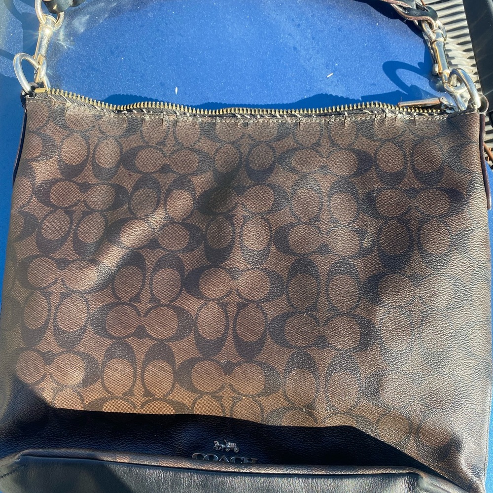 Coach Dark Brown Signature Shoulder Bag